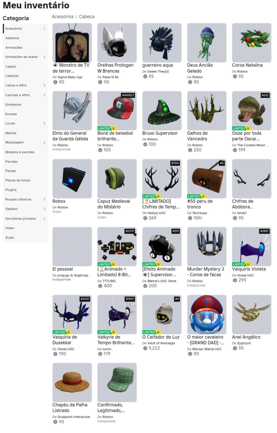 Conta de Roblox Upada e gemada com Inv avaliado acima de 10k(promoção)!!