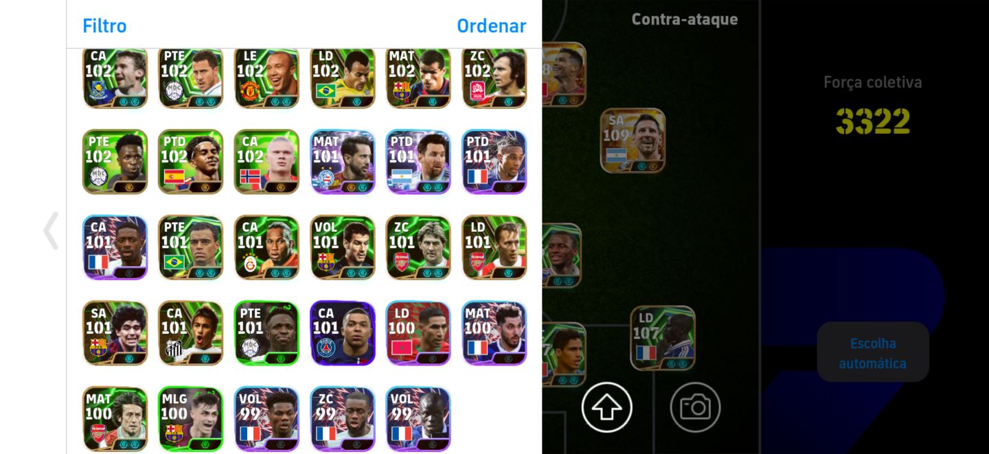 CONTA EFOOTBALL MOBILE 3328 de FORÇA - CARTAS BIG TIME, EPICOS, MELHORES DO JOGO
