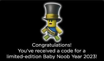 ROBLOX Limited Edition Baby Noob Year (JAN-2023) GIFT CARD - Raro!