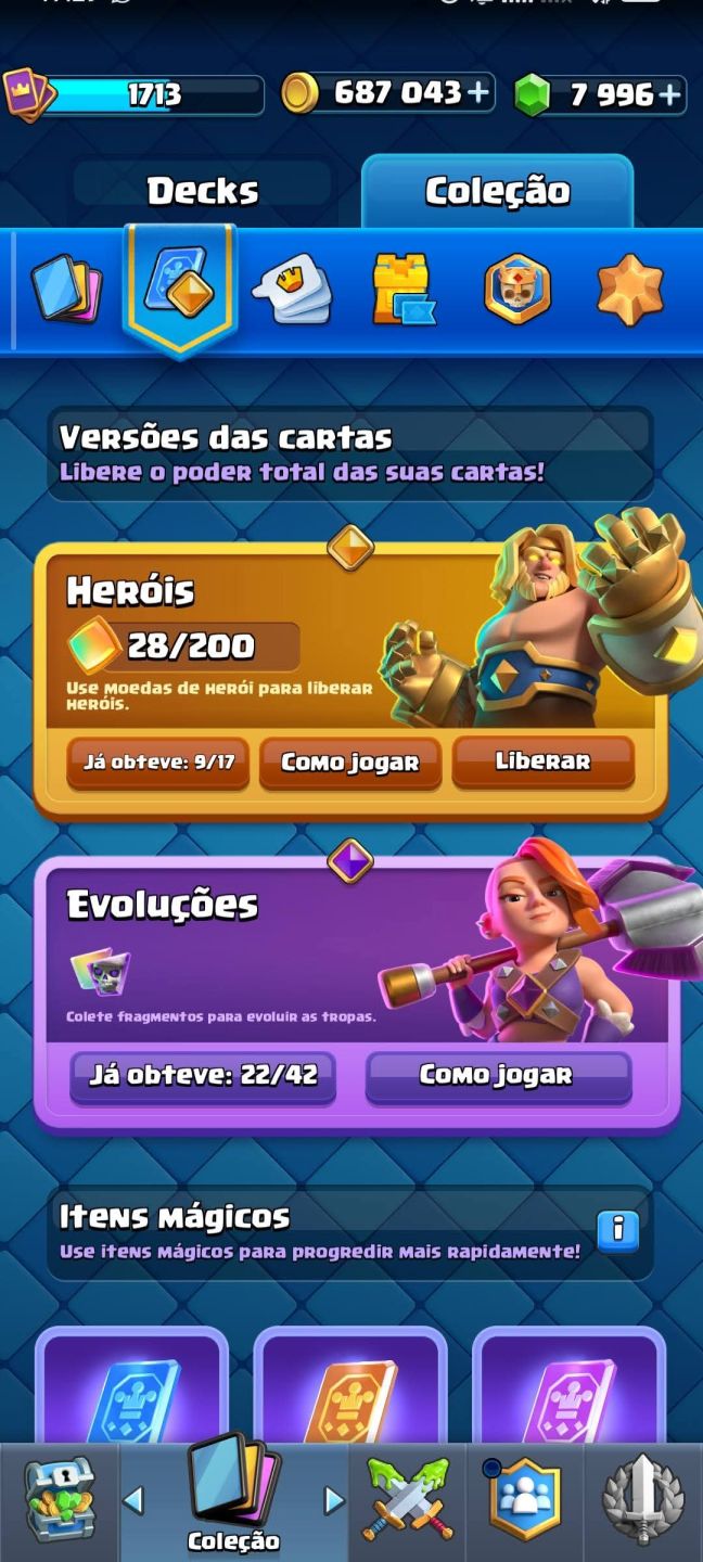 Conta de Clash royale de 9 anos super gemada com vários cartas level 16