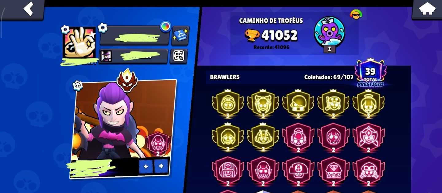 CONTA BRAWL STARS | ROSA TOP 2 BR | 7 PRESTÍGIOS 3 + 9 PRESTÍGIOS 2 | MESTRE