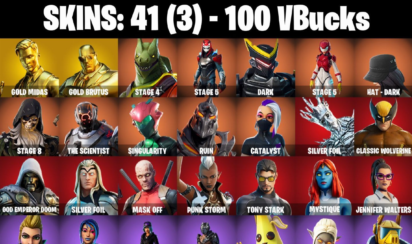 CONTA FORTNITE COM 41+ SKINS GOLD MIDAS/BRUTUS GOLD/MASK OFF/OFF/AURA/HOODIE