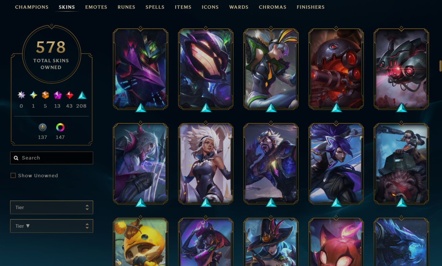 CONTA PLAT 3 / LVL 562 / 578 SKINS / 153 CHROMAS