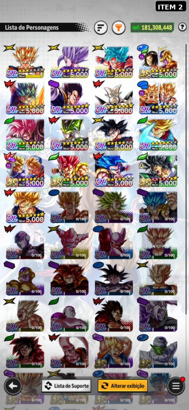 Contas Dragon Ball Legends com Ultras, LEGENDS, LFs... (Android E IOS)