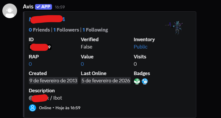 CONTA ROBLOX ANTIGA 2013 COM PACOTE IBOT E 8 OFFSALES [UNVERIFIED]