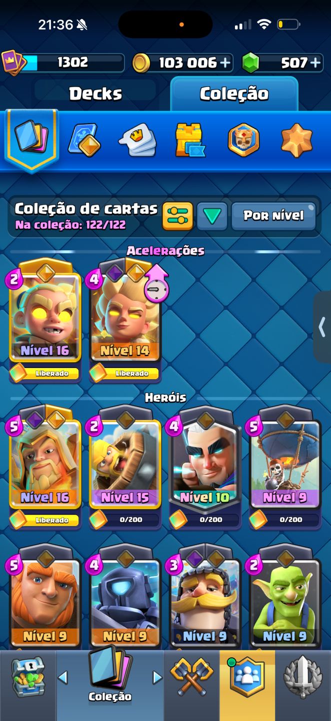CONTA CLASH ROYALE DECK NÍVEL 15/16 FULL