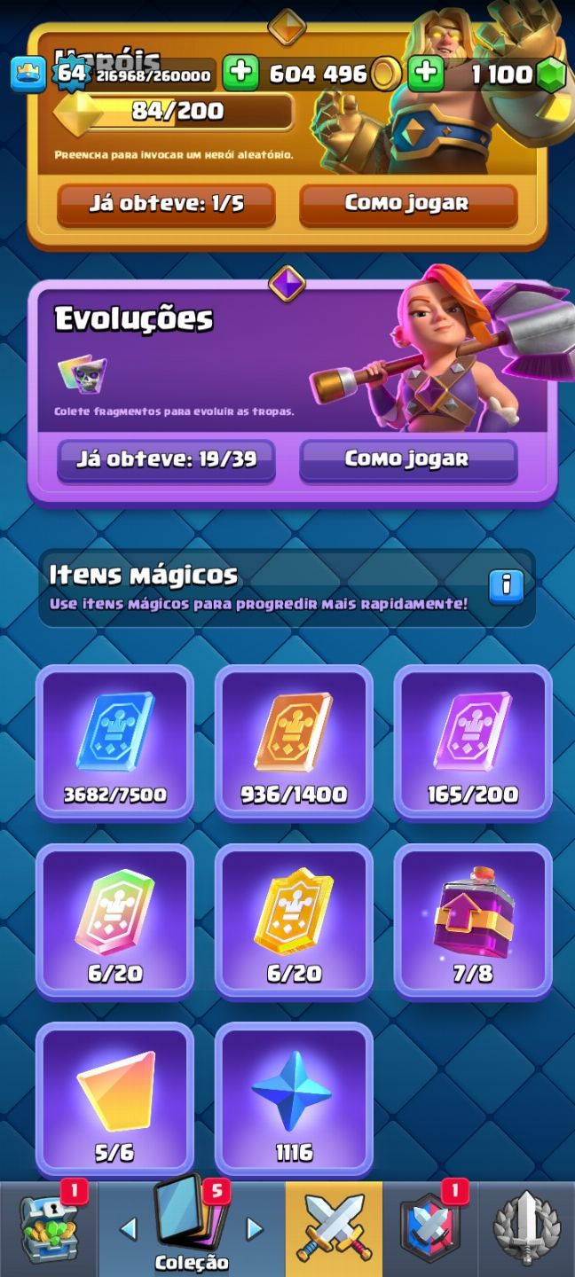 CONTA FULL ACESSO | CLASH ROYALE | 14.5K TROFÉUS | 25 EVOS | LVL 1800 | 5 herói