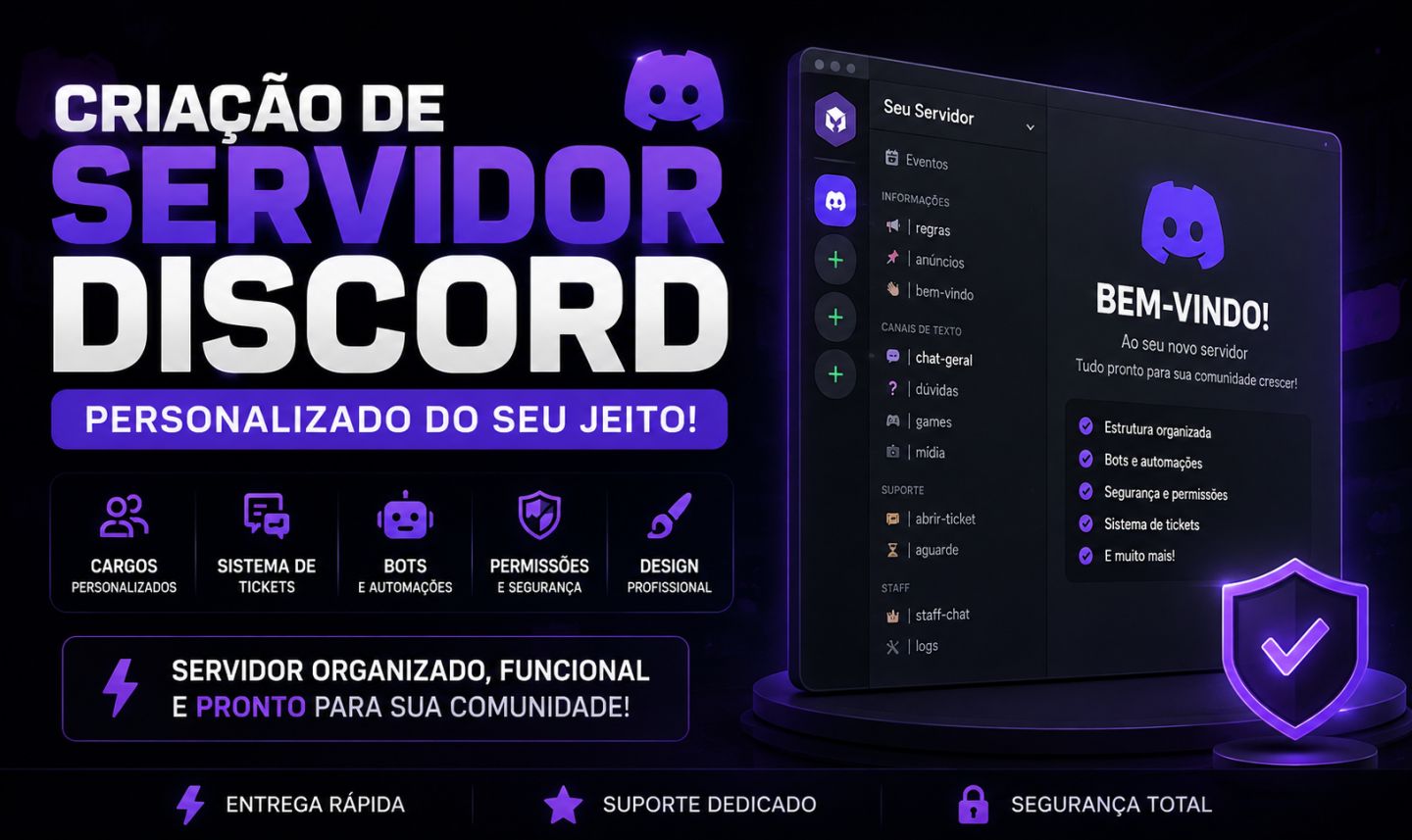 Criação de Servidor Discord Personalizado | Cargos, Bots, Automações e Mais