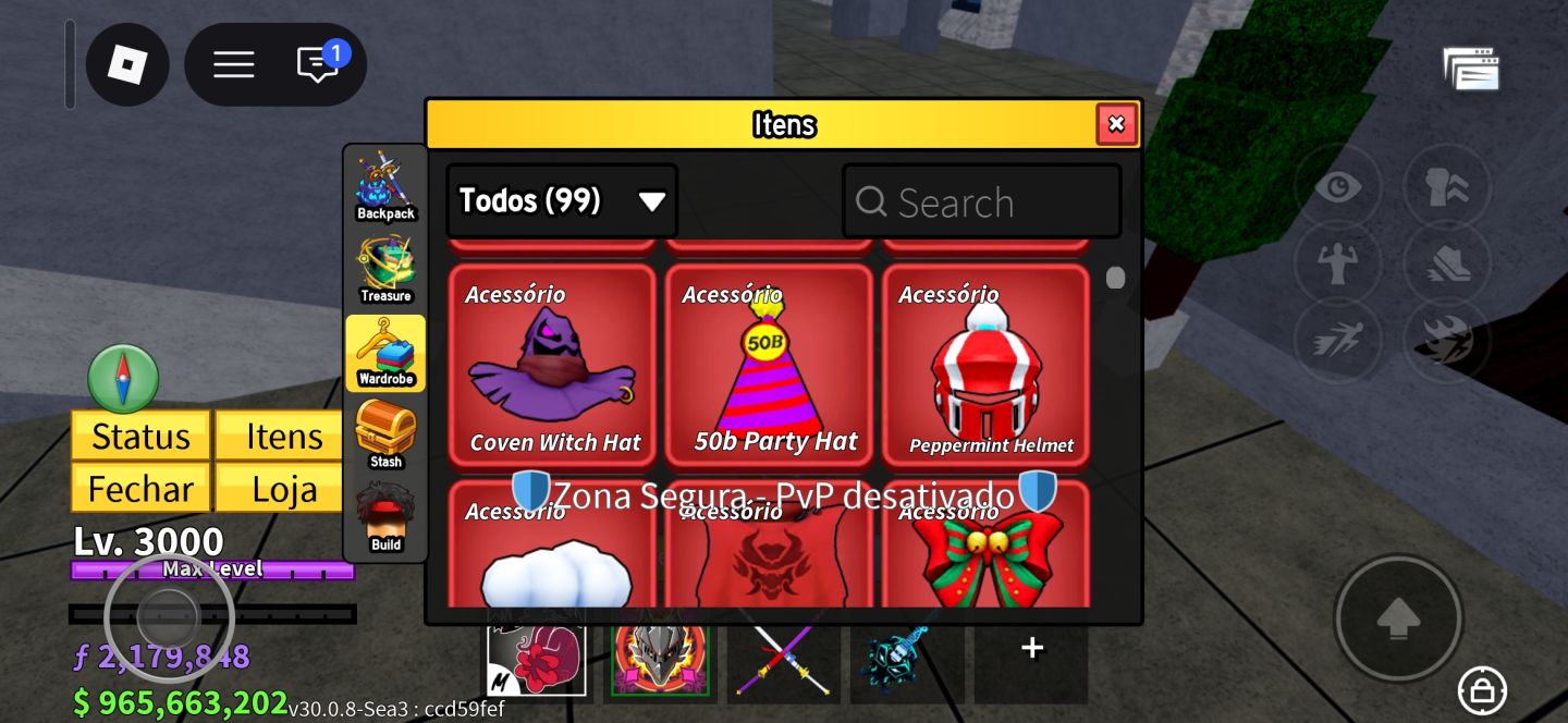 Conta de roblox focada em blox fruits,aotr,fish e muitos mais jogos