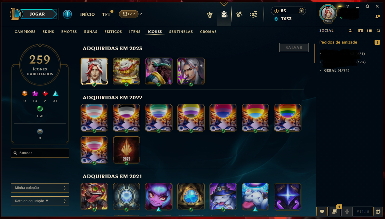 ACC LOL 100% SEGURA | FULL ACESSO | 307 SKINS- NIVEL 285 |