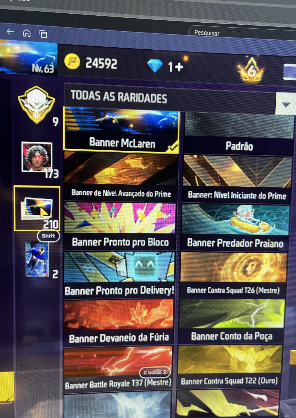 Conta de Free Fire level 63 barata pra logo