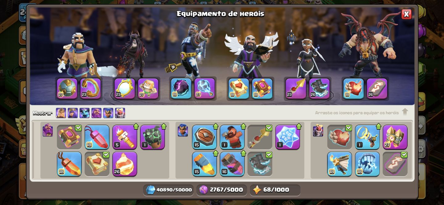 Cv 18 full, e muito rara com id raro e obstaculos antigos, muitas skins de herói