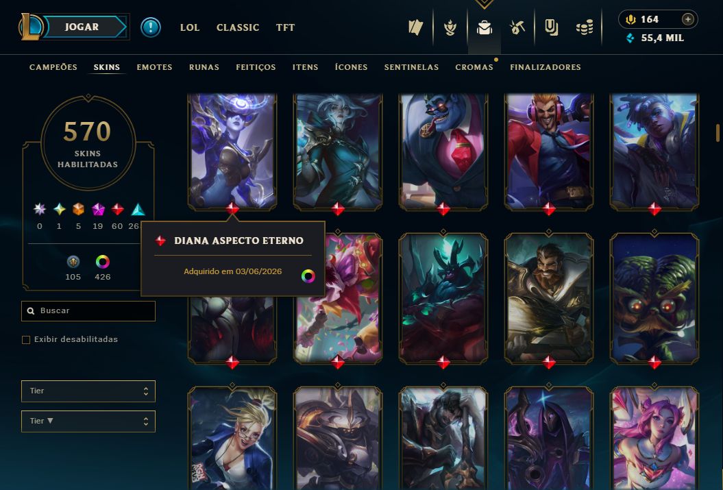 CONTA DO LEAGUE OF LEGENDS/LOL MESTRE COM MUITAS SKINS