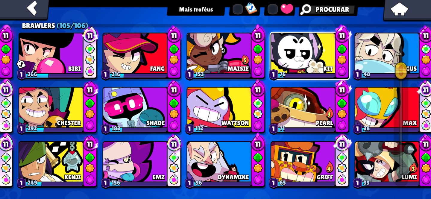 Conta Brawl Stars 83k Troféus, Todos Brawlers, 400+ Skins, Mestre, 46 HC Full!