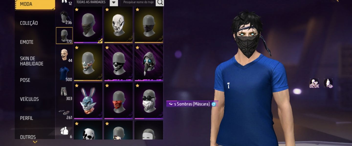 Conta de Free Fire nível 70 rara, com várias skin de arma att