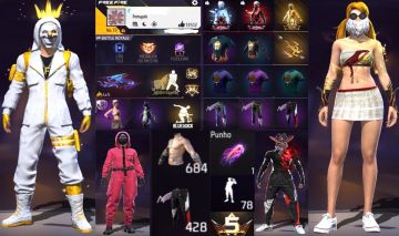 CONTA DE FREE FIRE VETERANA GEMADA FEMININA E MASCULINA 4 ANGELICAIS 680 PEITAS