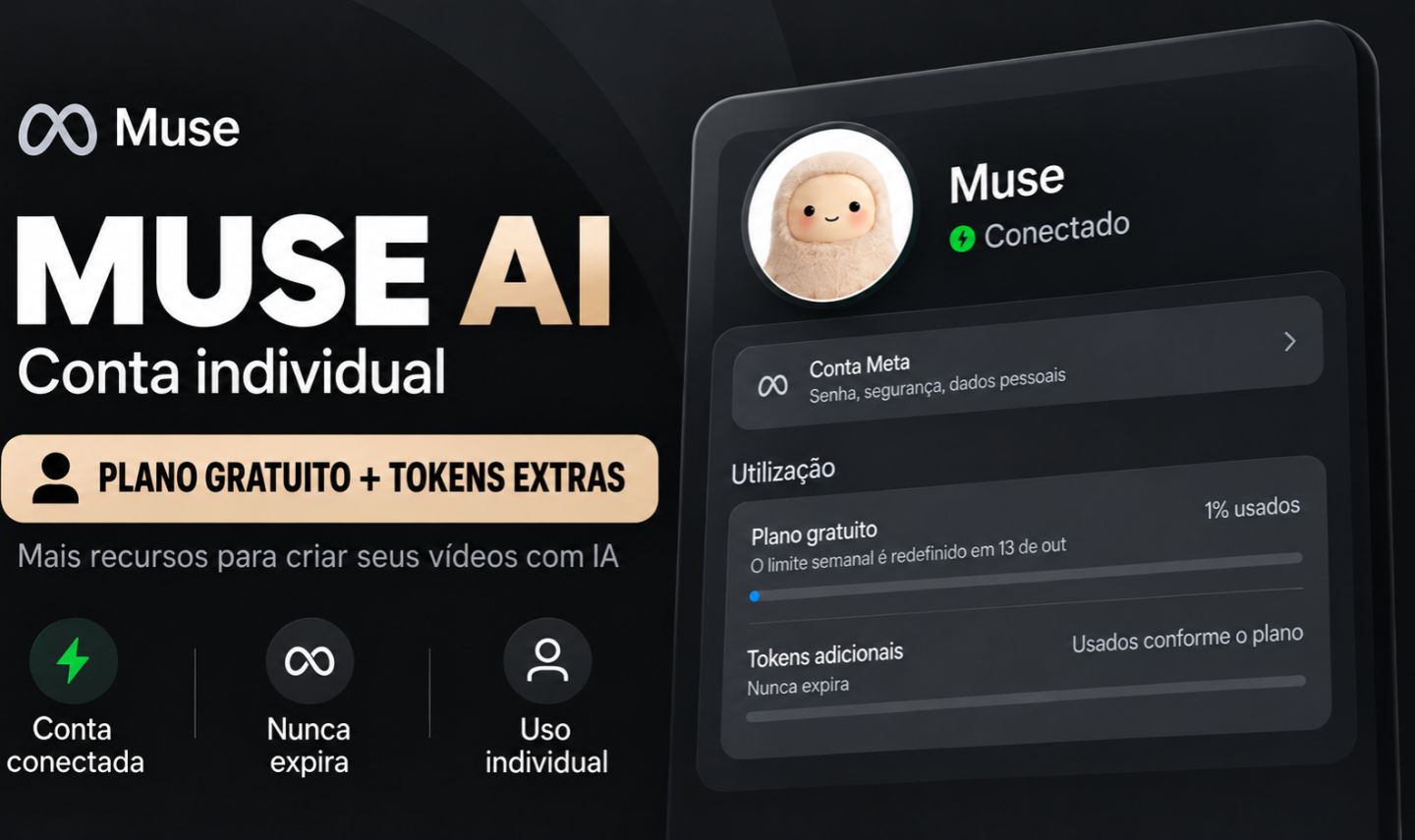 MUSE AI | CONTA INDIVIDUAL ESCOLHA 1 BI & 2 BI DE TOKENS