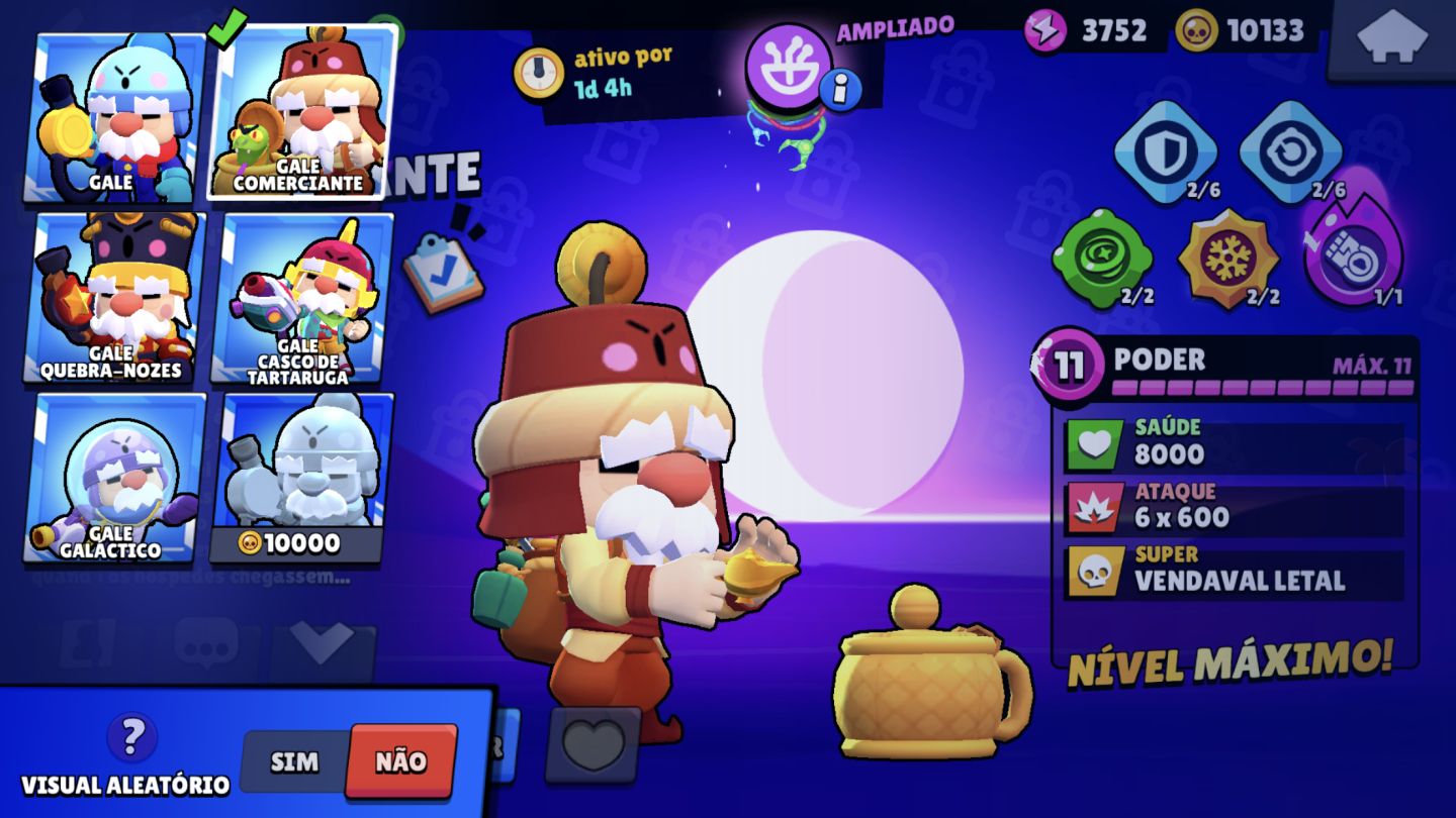Conta de brawl com skin de shelly estrelar tem o 1,2,3,4 e 5 passe 73k trofeu