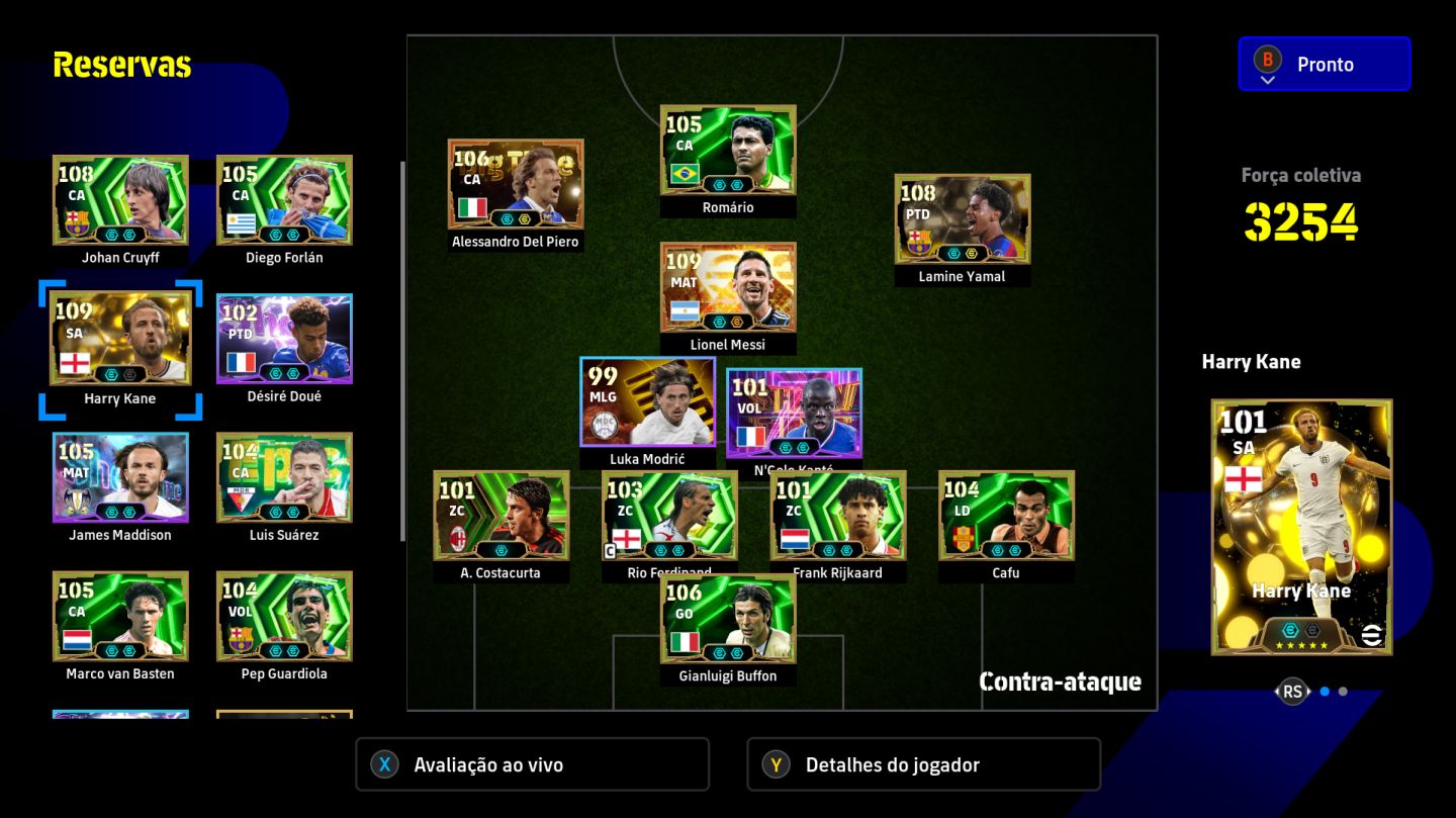 Conta Efootball Xbox/PC - Romario, Del Piero, Messi, Yamal e mtos outros