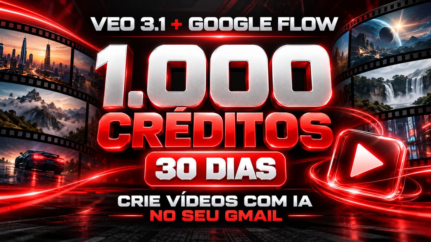 VEO 3.1 + GOOGLE FLOW + 1000 CRÉDITOS PARA CRIAR VÍDEOS IA + 30 DIAS | SEU GMAIL