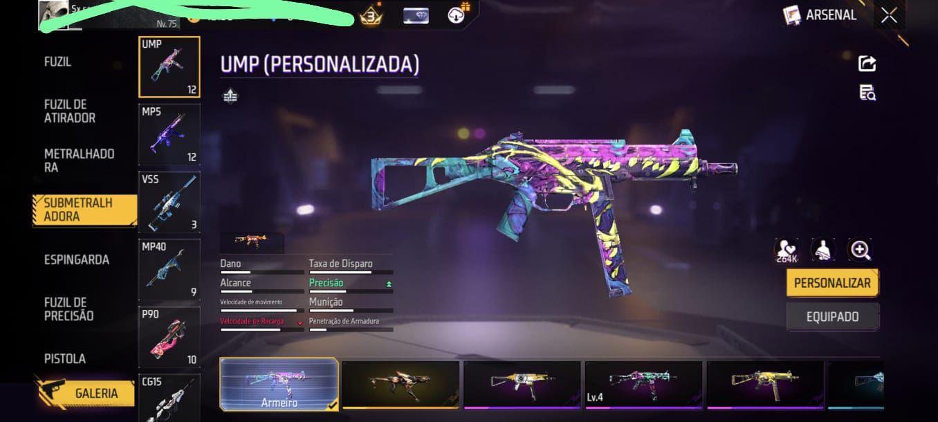 CONTA DE FREE FIRE GEMADA LEVEL 75