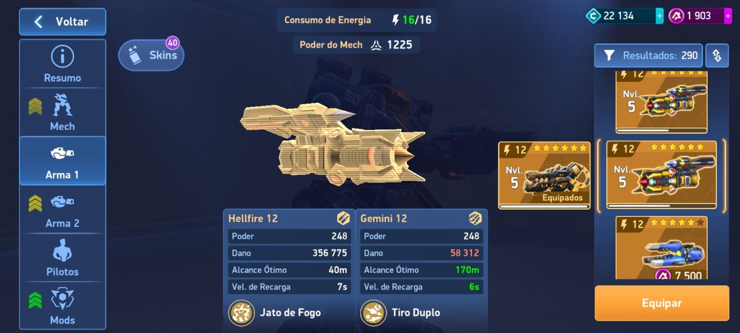 Conta Mech Arena com mais de 12000 de poder