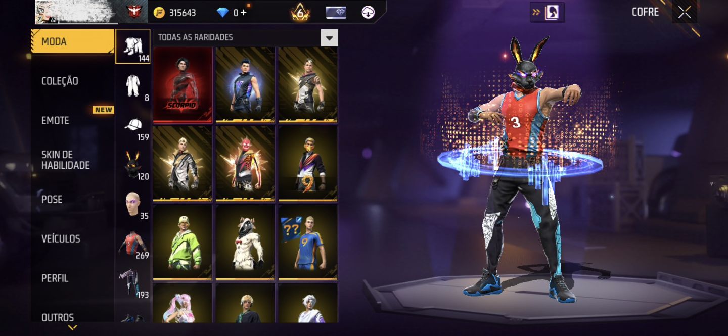 CONTA FREE FIRE LVL 62 | 310 ITENS | 55 MÍTICOS | 126 ÉPICOS | ARMAS EVOLUTIVAS