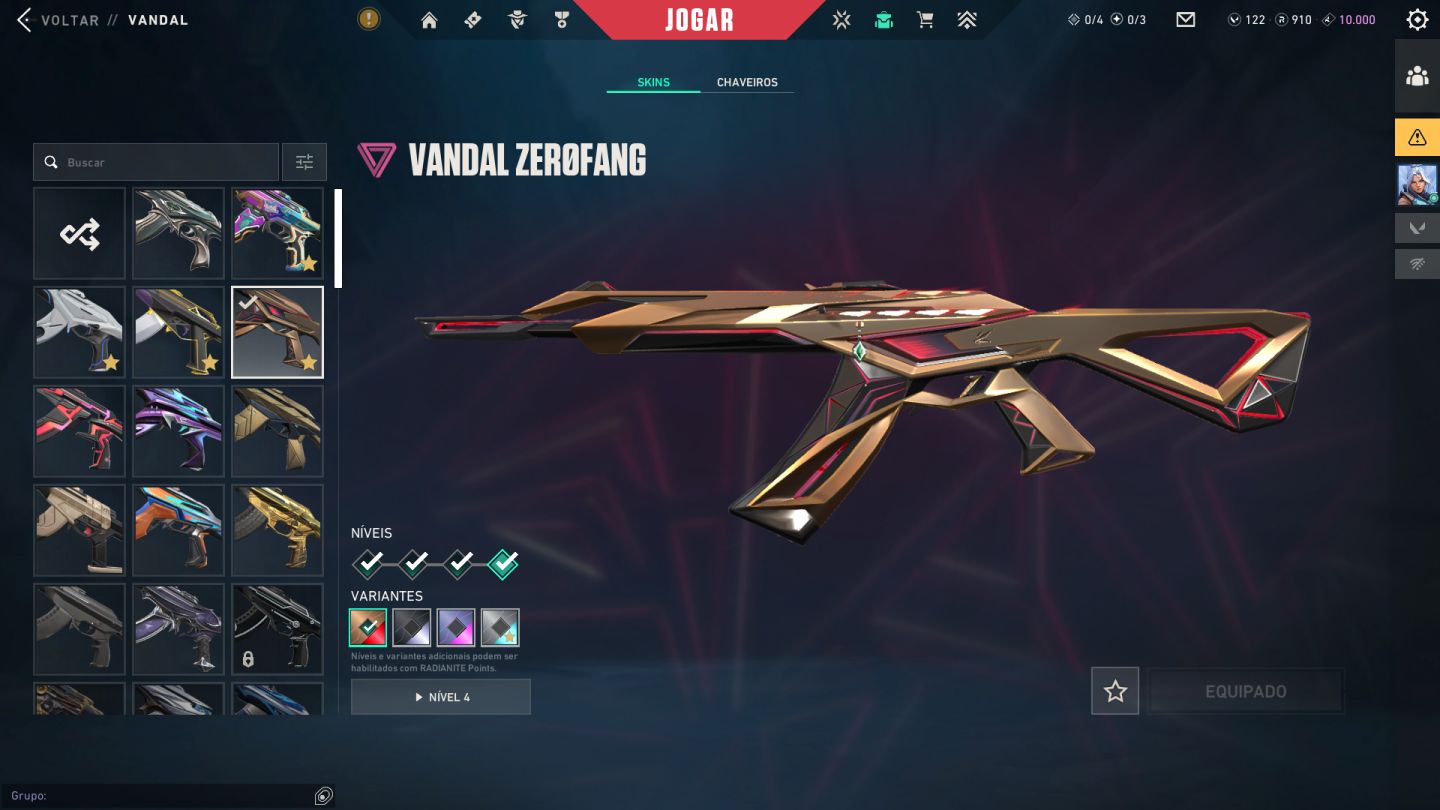 CONTA COM VARIAS SKINS