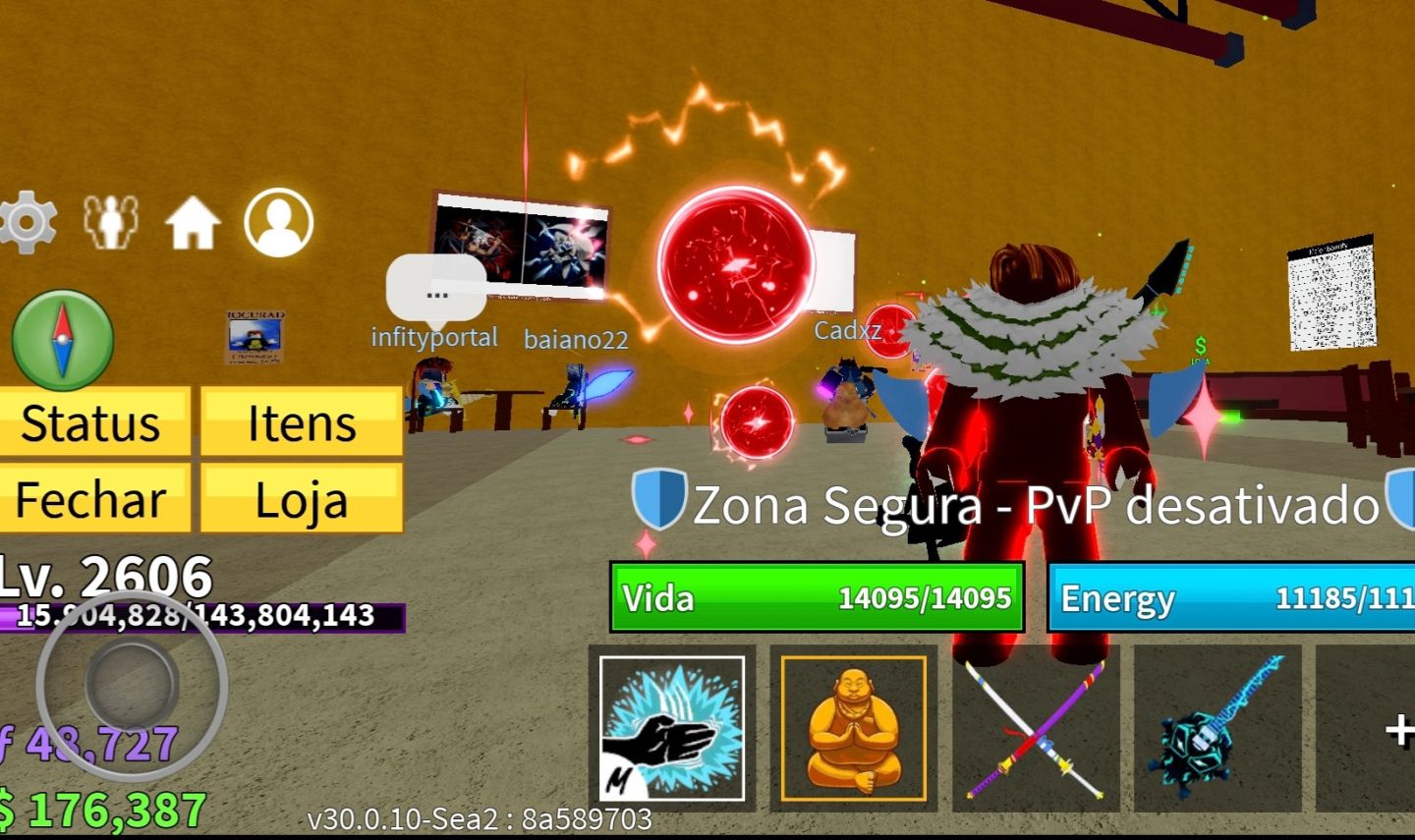 Conta de blox fruit com portal e budha permanente, fruta domínio física, CDK etc