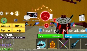 Conta de blox fruit com portal e budha permanente, fruta domínio física, CDK etc