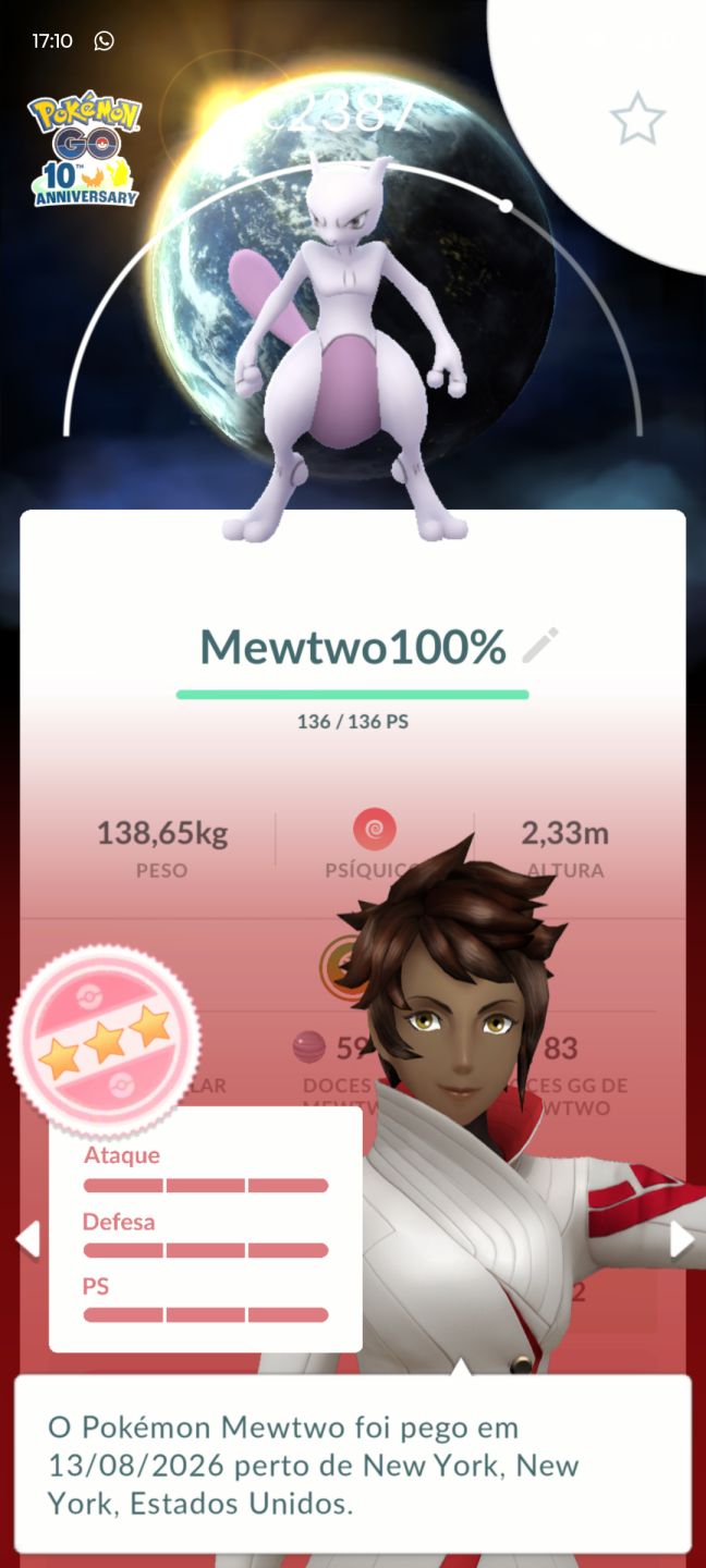 Conta Pokémon GO | Lv. 39 | 39 Lendários | Mewtwo 100% + Armored
