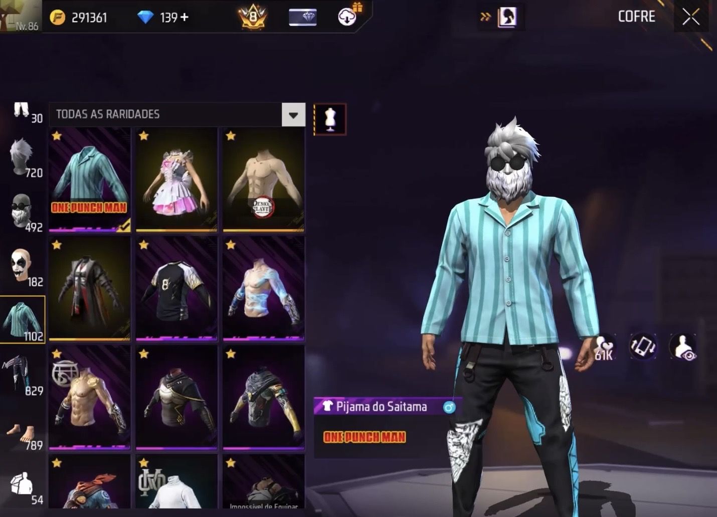 CONTA FREE FIRE +1000 peitorais E + de 15 mil reais gastos EXTREMAMENTE GEMADA