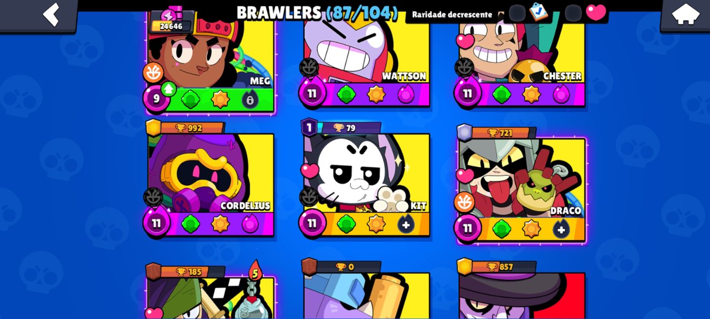 CONTA DE BRAWL STARS TOP bem gemada com várias skins