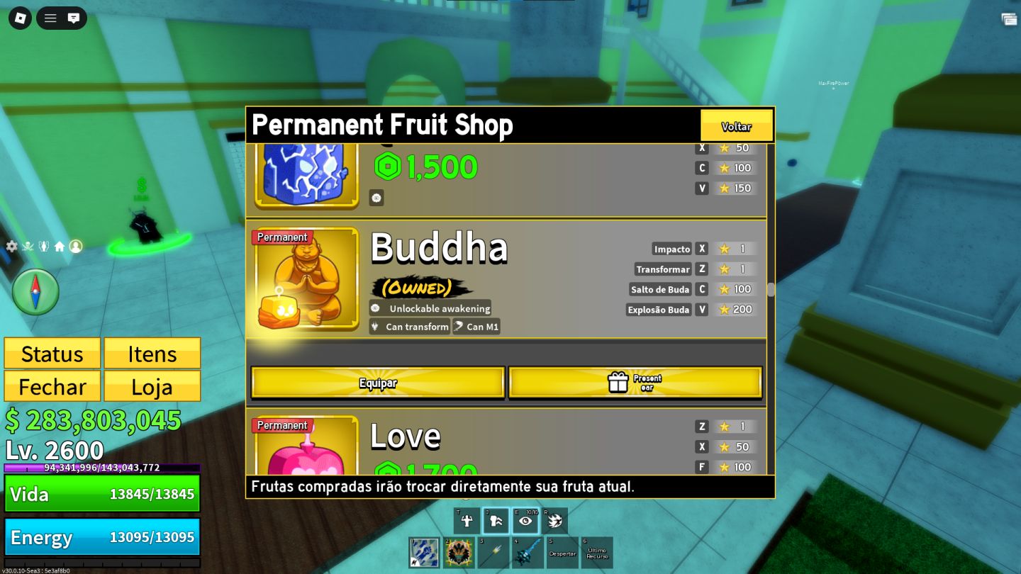 Conta Blox Fruit Dragon East Ingerida e Rumble, Buddha e Ice Compradas Robux
