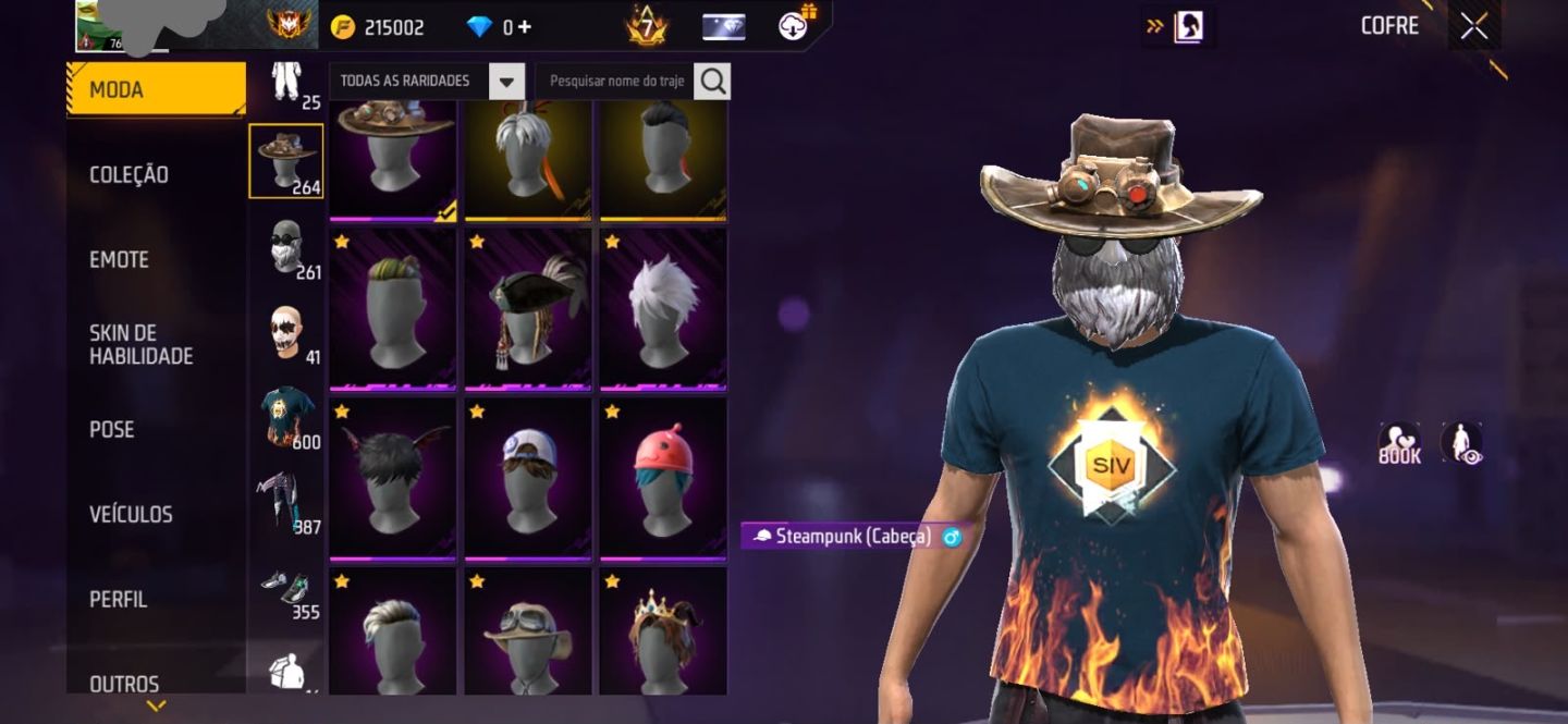 CONTA FF COM STEAMPUNK CONTA MUITO RARA COM APENAS 8 DÍGITOS