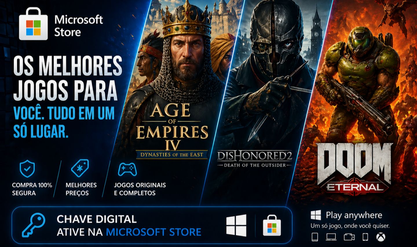 MicrosoftStore Key - ATIVAÇÃO PERMANENTE NA SUA CONTA - JogosOriginais e Baratos