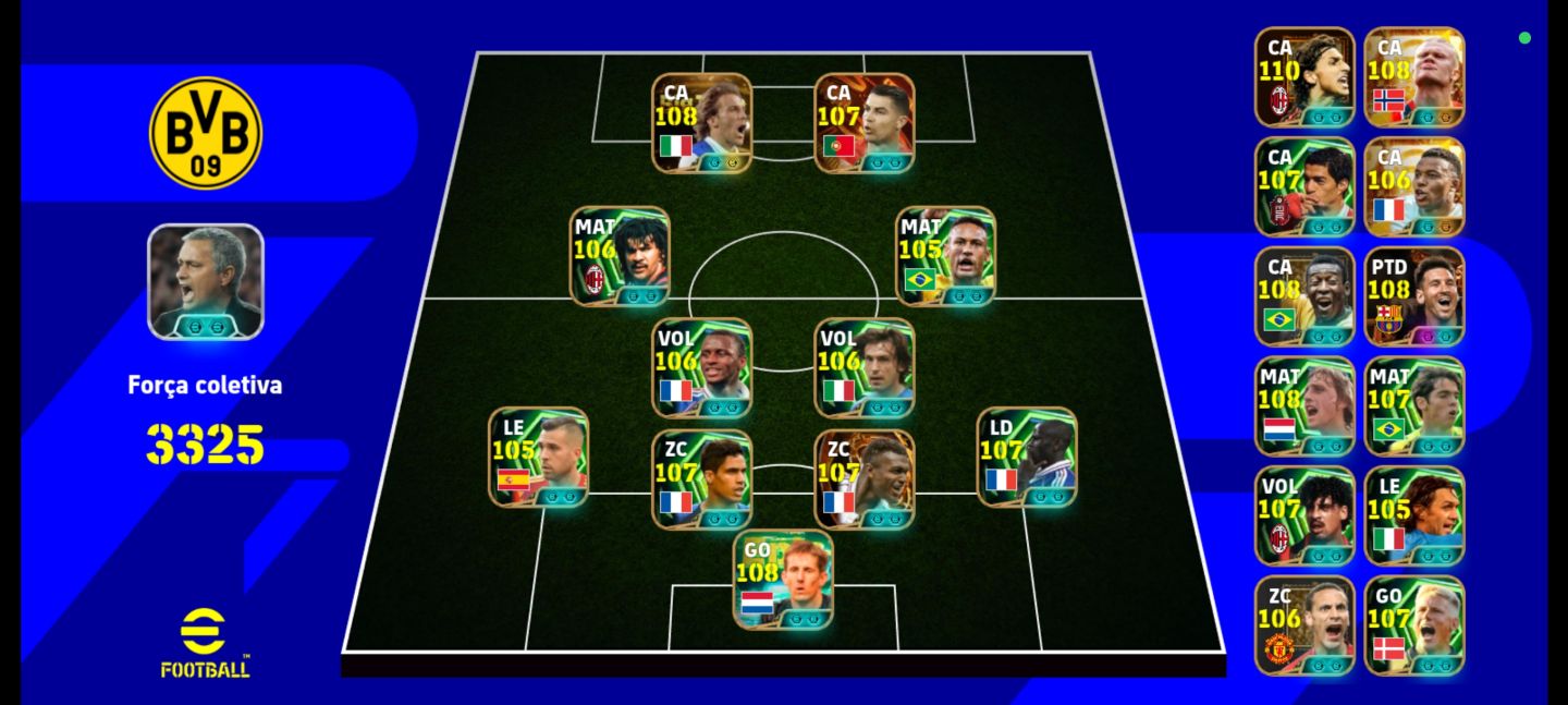 Conta eFootball Mobile completa+3335 Força. Melhores jogadores Meta cada Posição