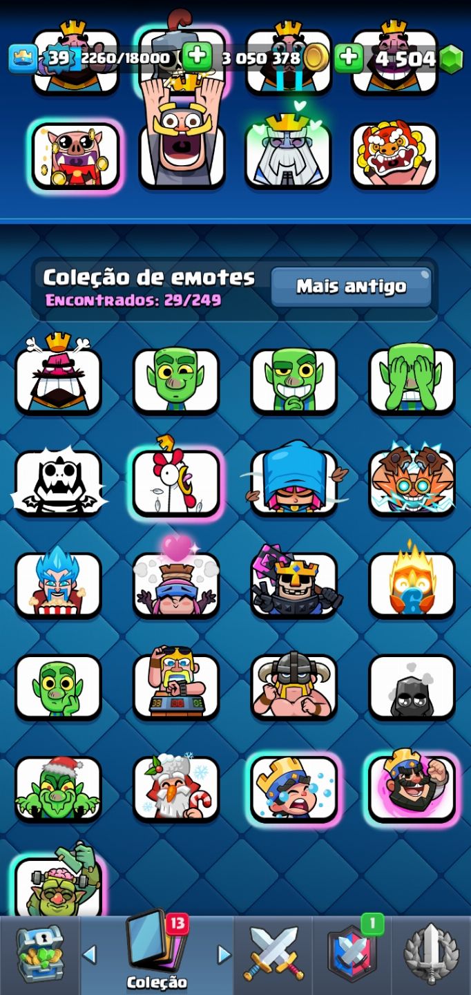Conta Clash Royale - 8 anos - 10mil troféus - 11000 Gemas - 4Mi ouro - Arena 25