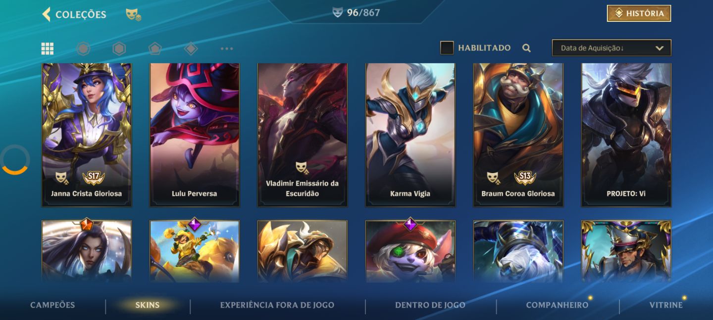 Conta tunada do wild rift Beta, criada por mim