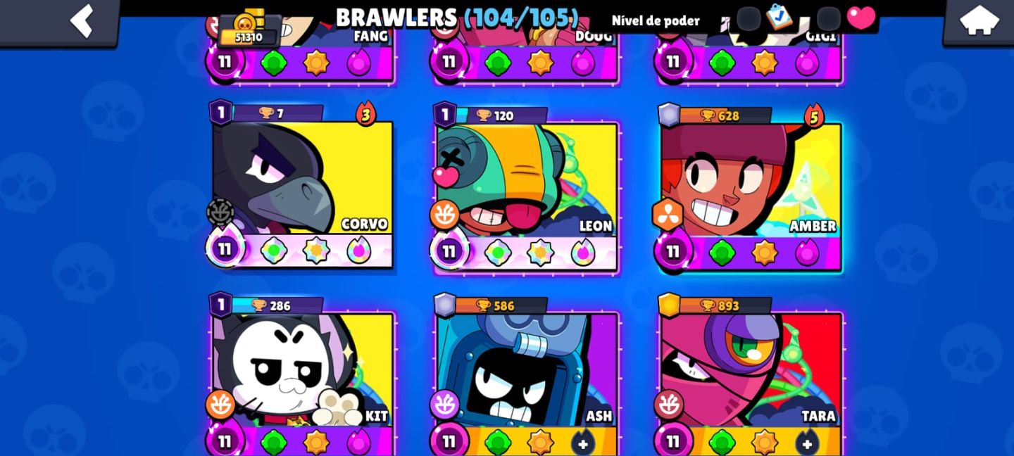 Conta Brawl Stars (Todos os personagens / + 62K Troféus)
