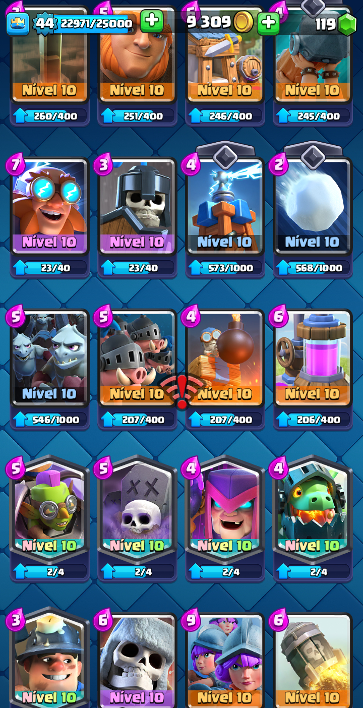 CONTA DE CLASH ROYAL FULL CARTAS, ALGUNS HERÓIS E EVOLUÇOES