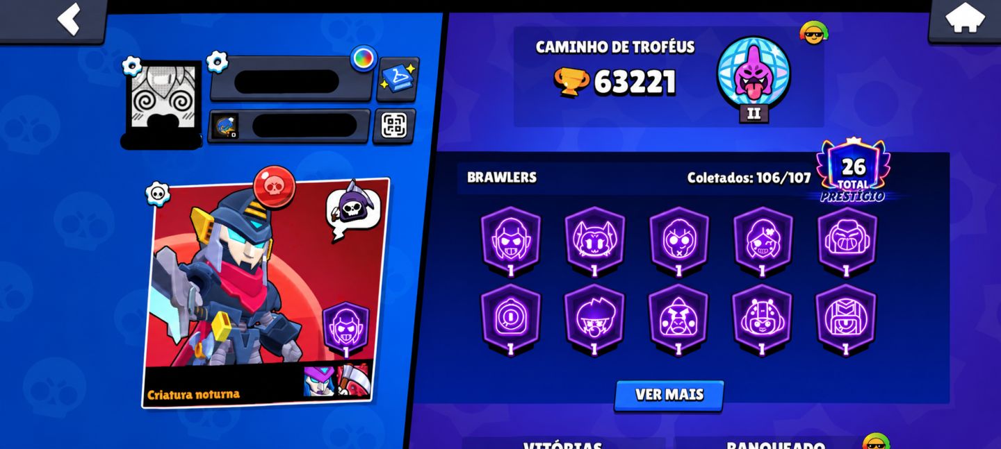 CONTA BRAWL STARS | 63K TROFÉUS | 106 BRAWLERS | CRIAÇÃO: 2021