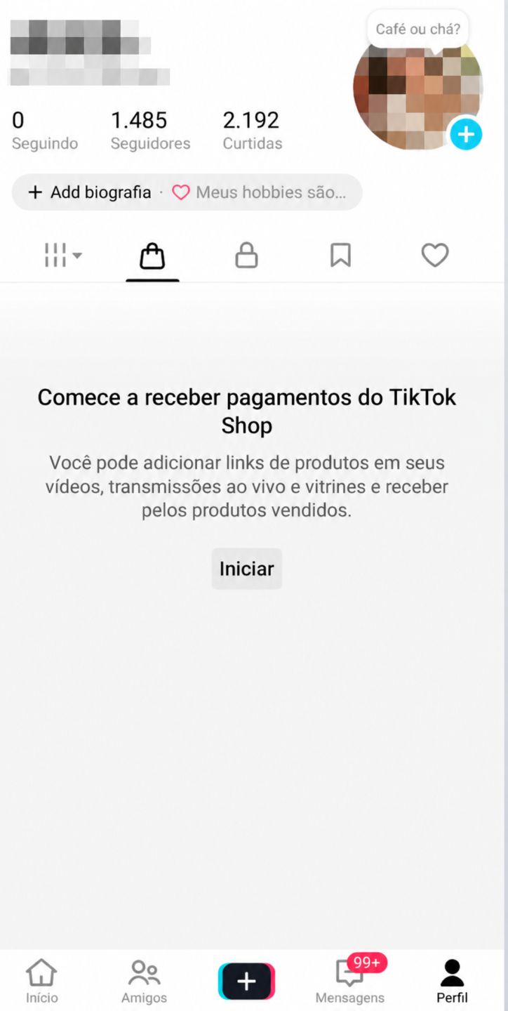 CONTA TIKTOK SHOP 1.485 SEGUIDORES REAIS | PERFIL ENGAJADO