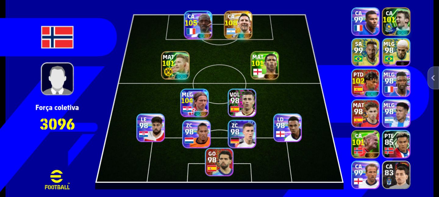 Conta Efootball com dembele blitz e o melhor messi do jogo