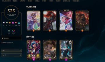 333 SKINS, 293 CHROMAS - CONTA DE LEAGUE OF LEGENDS