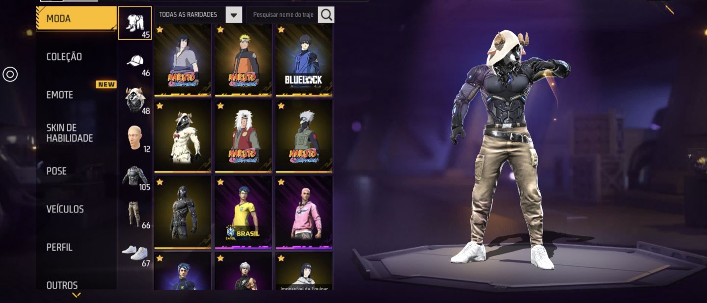 CONTA DE FREE FIRE NARUTO E SASUKE