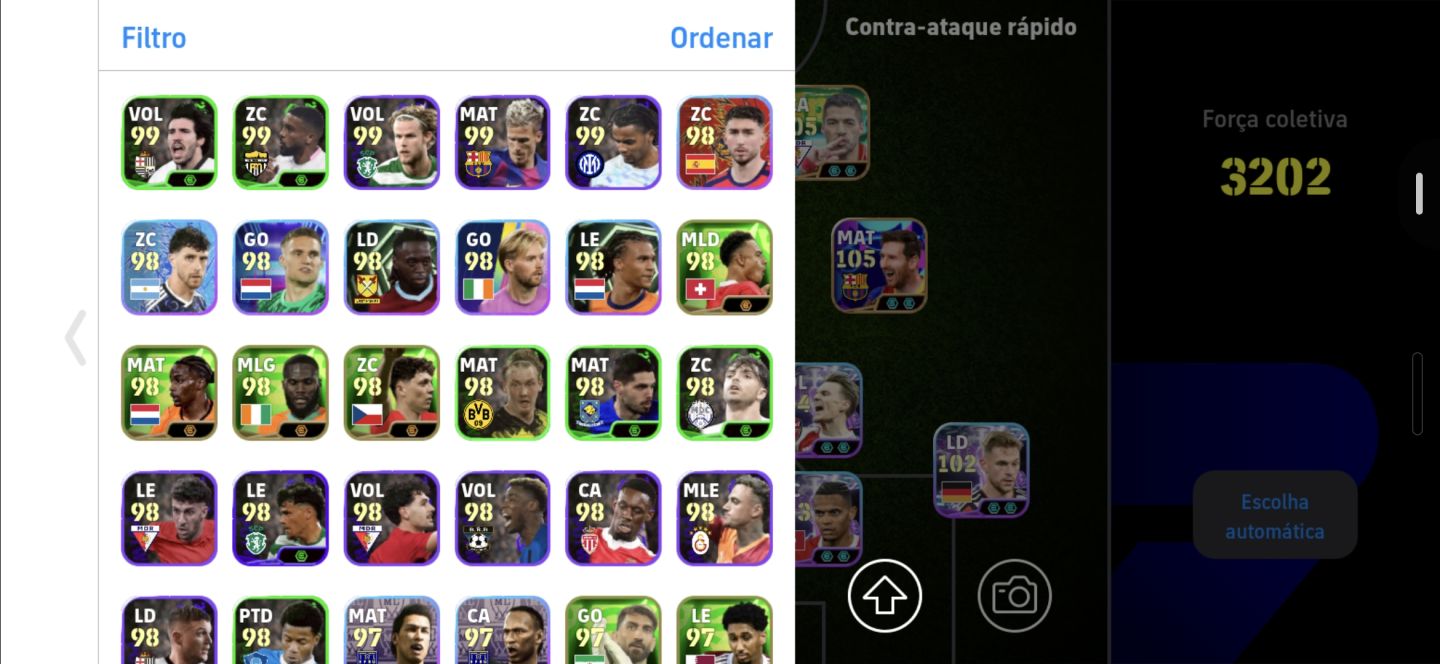 CONTA eFOOTBALL 3202 FC | MESSI 105 + ELENCO 102105 | CONTA MUITO FORTE