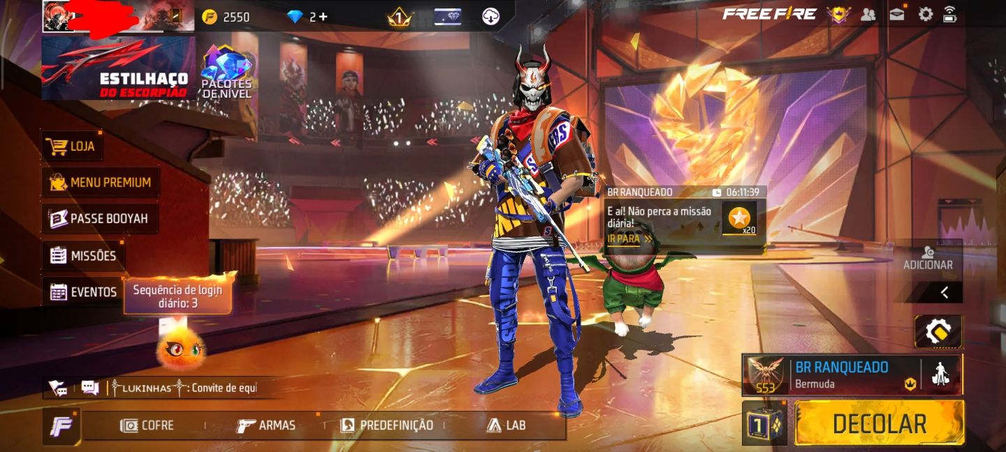 Conta de Free fare com samurai escarlate para iniciantes