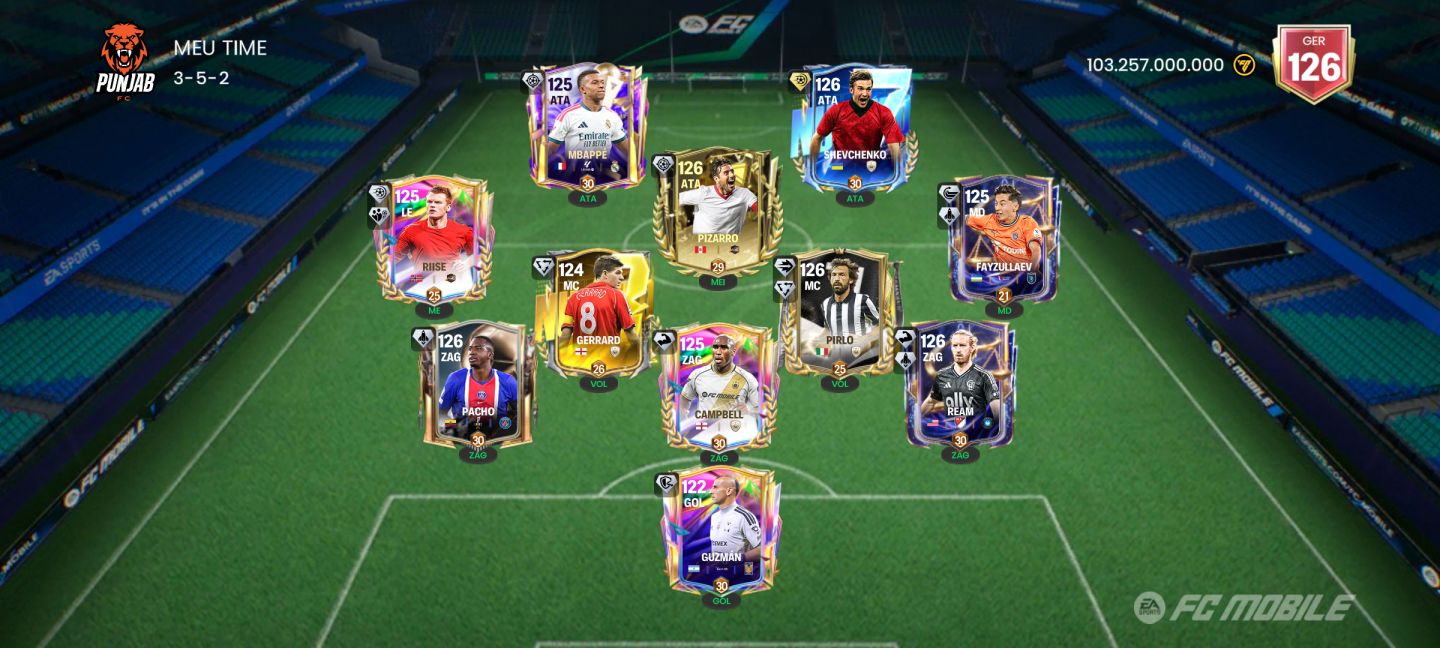 CONTA EA SPORTS FC MOBILE | GER 126 | VALOR DE 103,2 BI | ESQUEMA TÁTICO 3-5-2