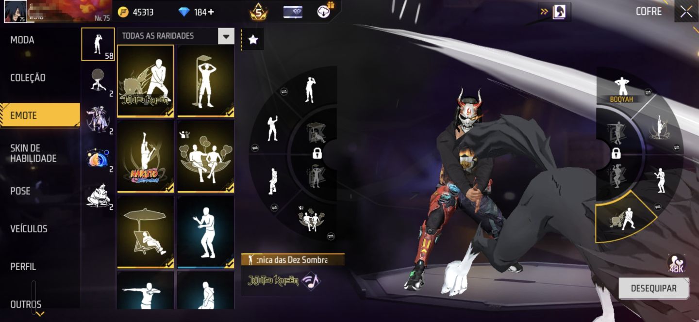 Conta de freefire antiga, gemada lvl 75 full acesso